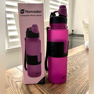 Nomader Collapsible Water Bottle - LeakProof Twist Cap BPAFree 22 oz, Purple